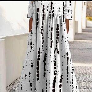 Elegant Black and White Patterned Dress